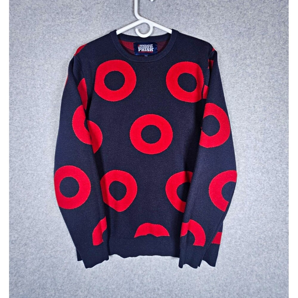 Phish Merch Section 119 Fishman Donut Knit Sweater Crewneck Navy Red Mens M